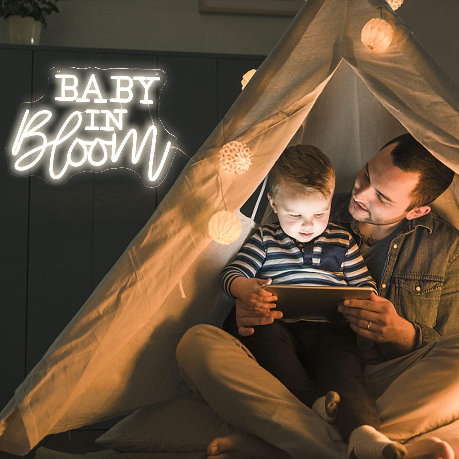 Baby In Bloom Neon Sign for Wall Decor Baby Neon Light Warm White LED Neon Light Letter Led Neon Sign for Shower Backdropoh Bedroom Decoration