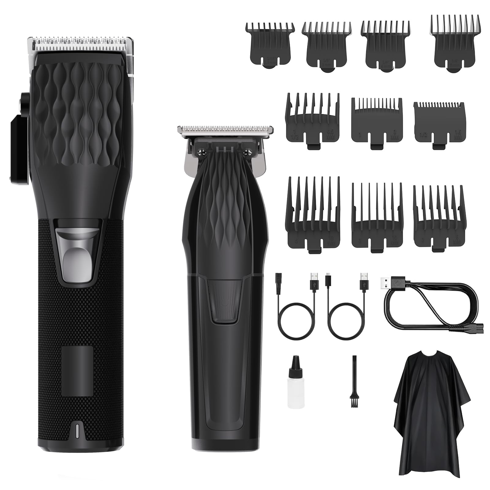 Professional Cordless Hair Clippers for Men & Trimmer Set, 240Min Runtime with LED Display, Quiet Haircut Kit for Men/Women/Kids w/6 Guide Combs, Barber Scissors, Cleaning Brush