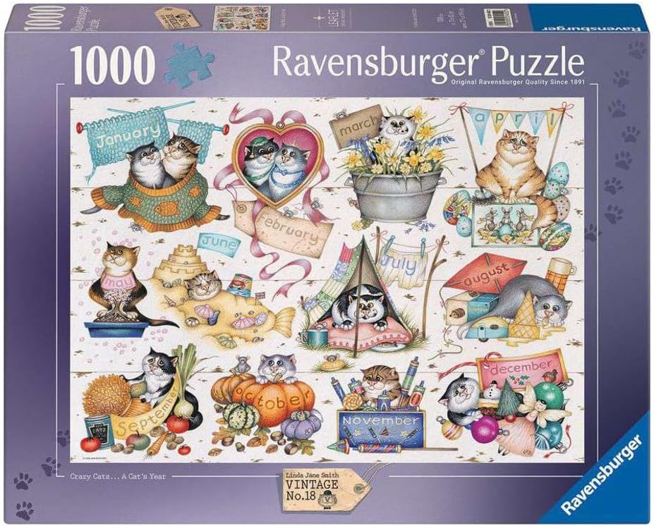 Ravensburger Crazy Cats A Cat's Year - Animal Puzzle for Adults and Children from 12 Years