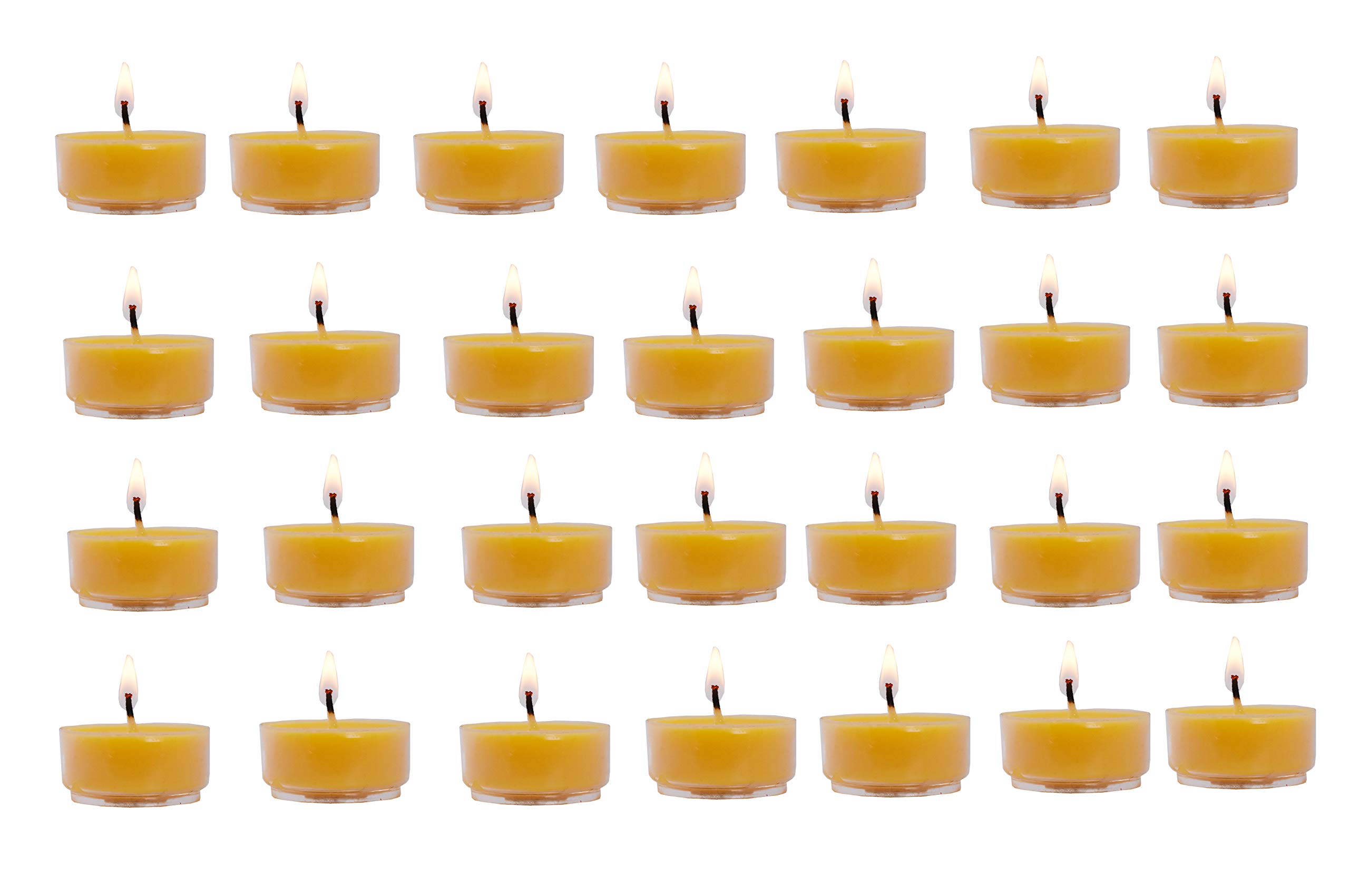 Mudra Crafts Tibetan Tealight Vanaspati Ghee Butter Lamp Candle Set for Meditation, Ceremonies, Rituals, Altars, Diwali (Clear Container)