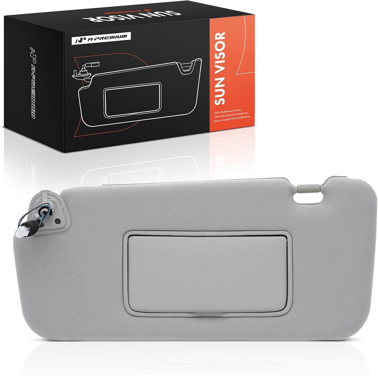 A-Premium Driver Left Side Sun Visor Compatible with Nissan Murano 2009-2014 - with Vanity Light, with Vanity Mirror, Without Sunroof, Gray Color - Replaces 96401-1AA1B, 964011AA1B