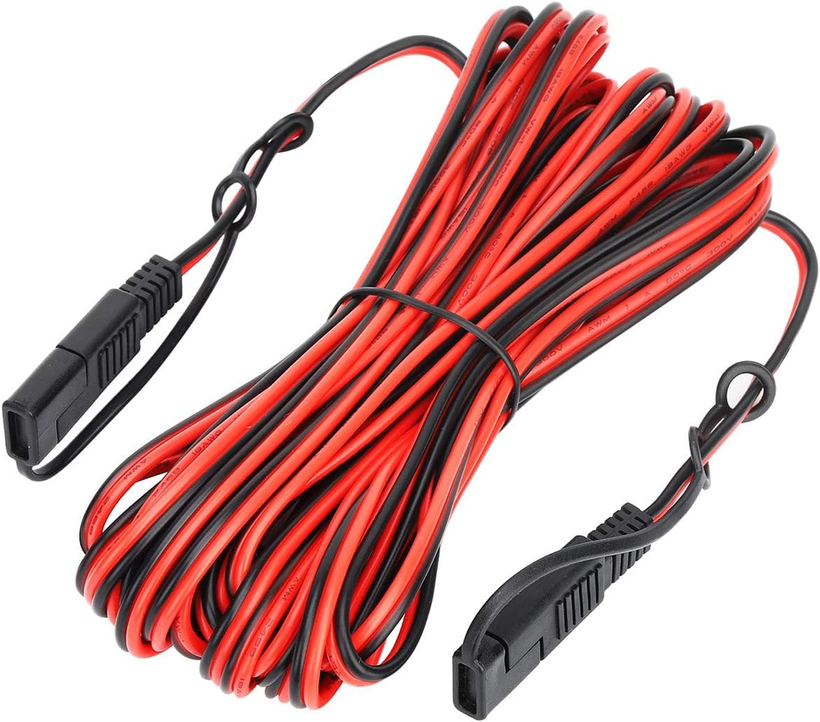 Aimofox Sae to Sae 2 Pin Quick Connect/Disconnect Extension Wire Harness,18 AWG Gauge DC Power Heavy Duty Cable Plug with Dust Cap For Motorcycle,Car,Tractor,Boat Battery Connectors (12 FT)