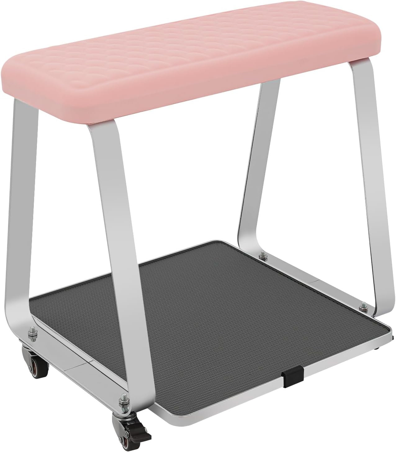 Pedicure Foot Rest for Nails Tech with Soft Cushion,Moveable Pedicure Stool with Tray,Nail Stand Detachable Stainless Manicure Foot Rest for Home and Salon Use Pedicure Station (Pink)