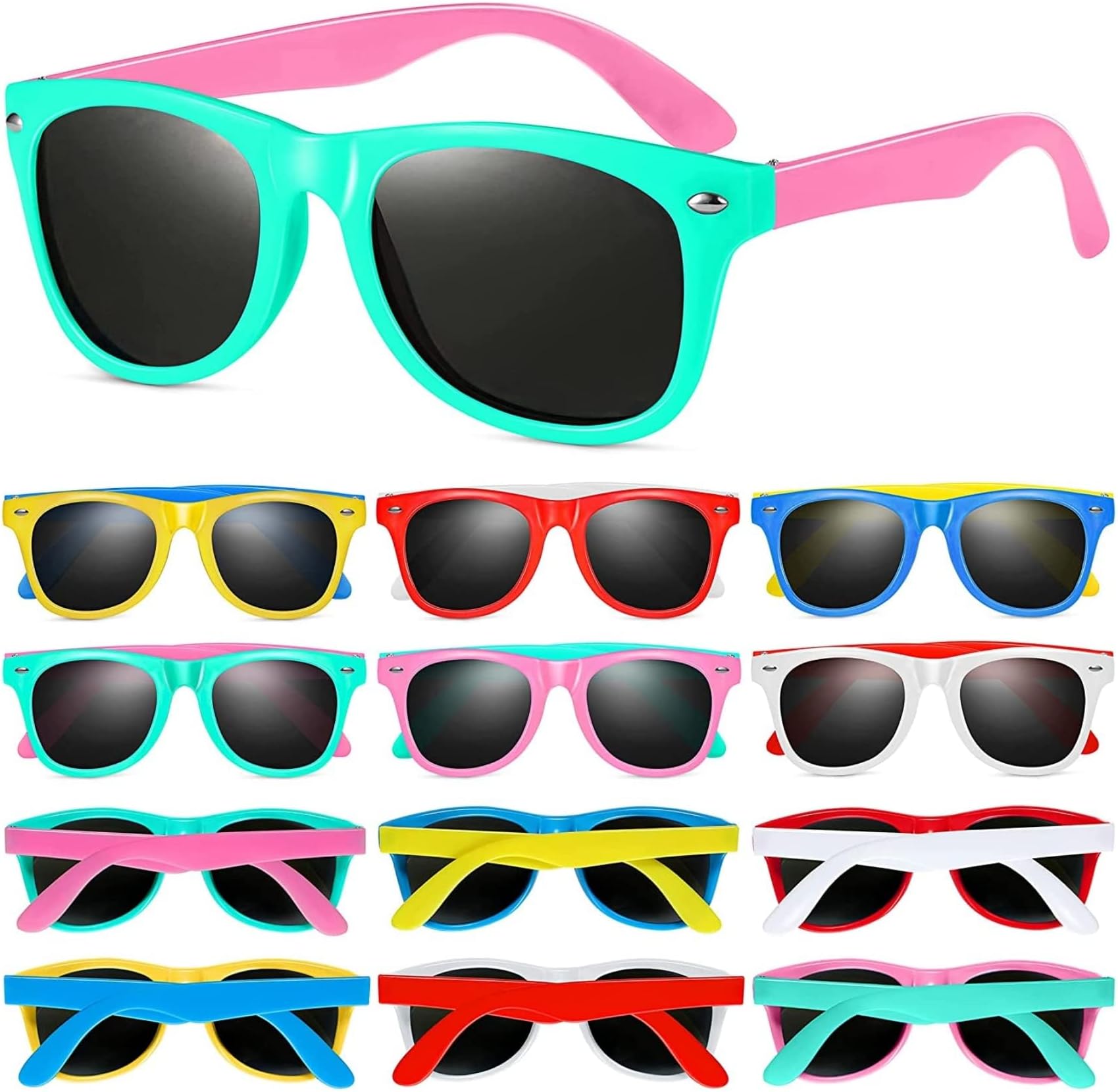 CLaLoc12Pack Kids Sunglasses Party Favors, Neon Sunglasses for Kids,Great Gift for Birthday Party Supplies, Beach, Pool Party Favors, Fun Gift, Party Toys, Goody Bag Favors - 80’s Party Accessories