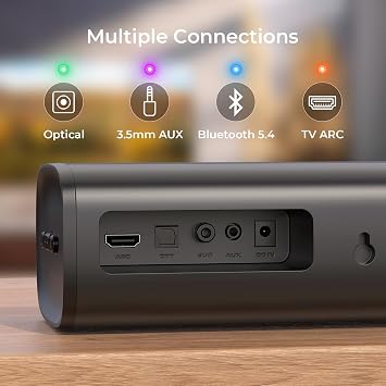 vibeadio Upgraded 110W Sound Bar for TV with 5.9 Powerful Subwoofer, 2.1 CH Surround Sound System, Bluetooth 5.4, ARC/Optical/AUX, Deep Bass Home Theater Audio (Black)