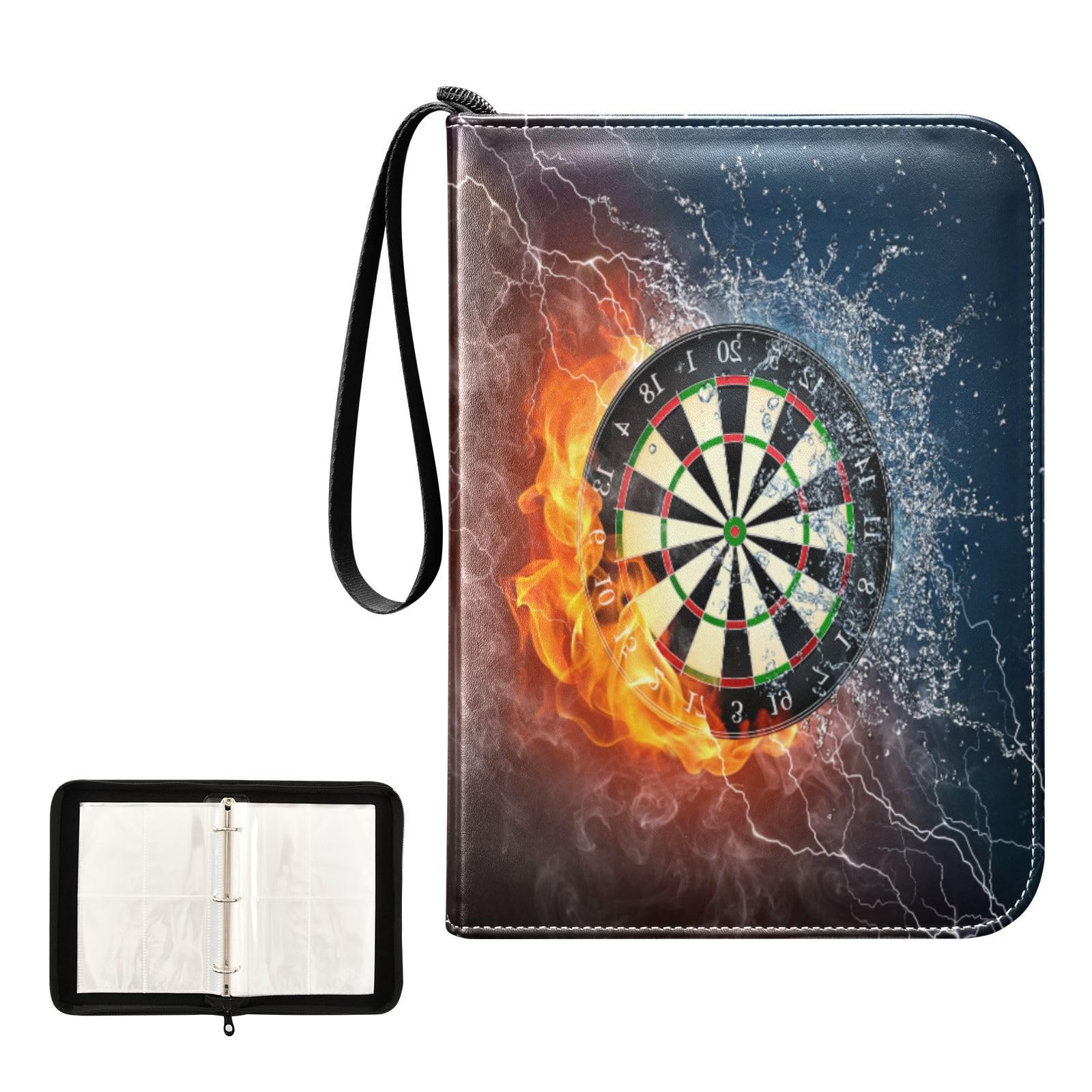 Quteprint 4 Pocket Card Binder, Fire Ice Darts Board Trading Card Holder fits 400 Cards with 50 Removable Sleeves, 3 Ring Binder Card Albums Folders for Collectible Game Sports Cards Photos