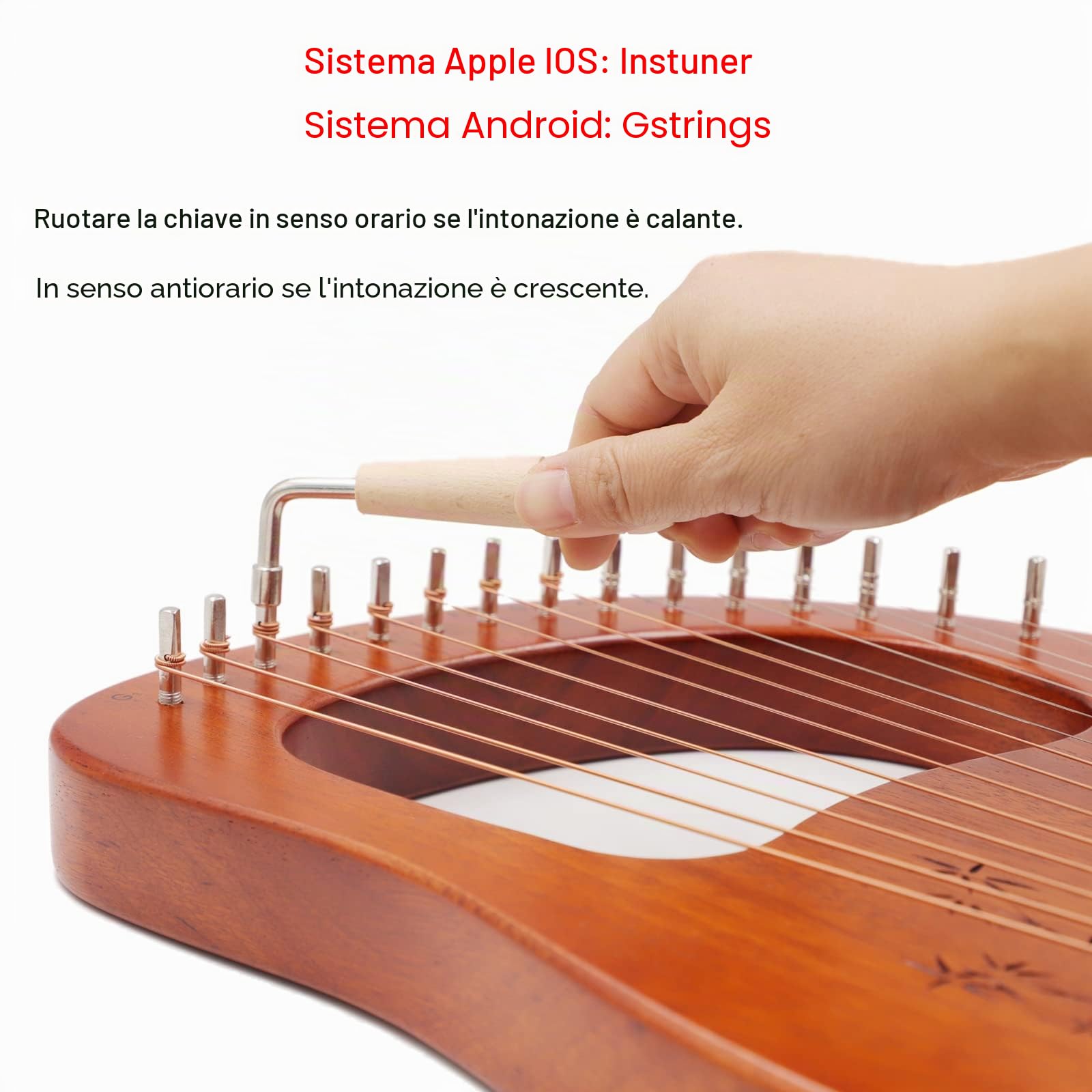 Rayzm Lyre Harp, strumento lira in legno massello di mogano con design brevettato, arpa portatile a 16 corde in metallo per adulti/bambini/principianti