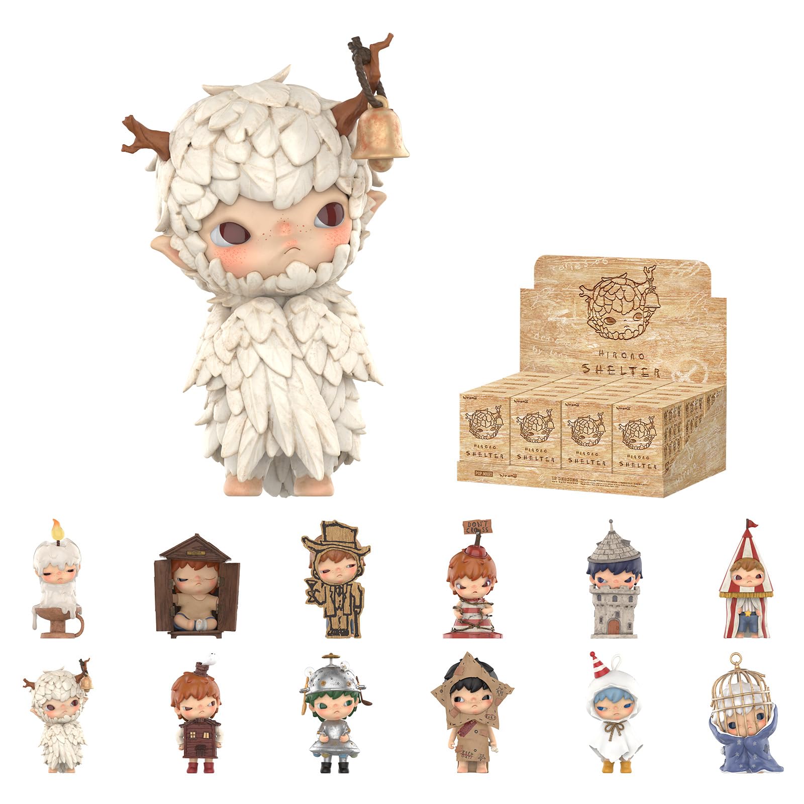 POP MART Hirono Shelter Series Figures, 12PCs HIRONO Blind Box Figures, Random Design Action Figures Collectible Toys Home Decorations, Holiday Birthday Gifts for Boys and Girls, Whole Set