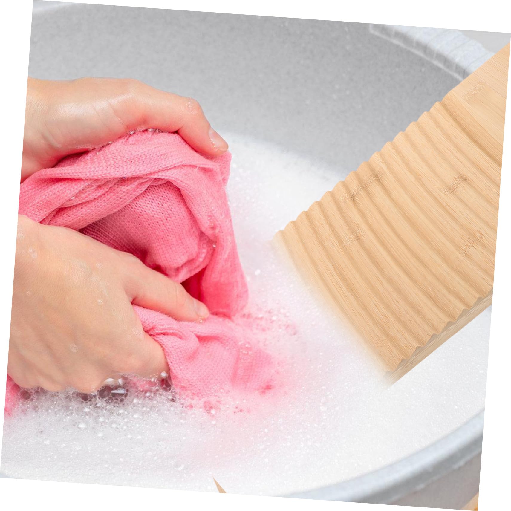 Asse da Lavare in Bambù, Versione a Testa Piatta 40x18x1,8 Cm | 1 Pezzo, Design Portatile ed Ergonomico, per Lavaggio a Mano di Sciarpe e Calze