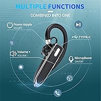 Vista 8 de Auriculares Bluetooth de un solo oído para negocios, auriculares inalámbricos Bluetooth 6.1 con micrófono, auriculares con estuche de carga de 800