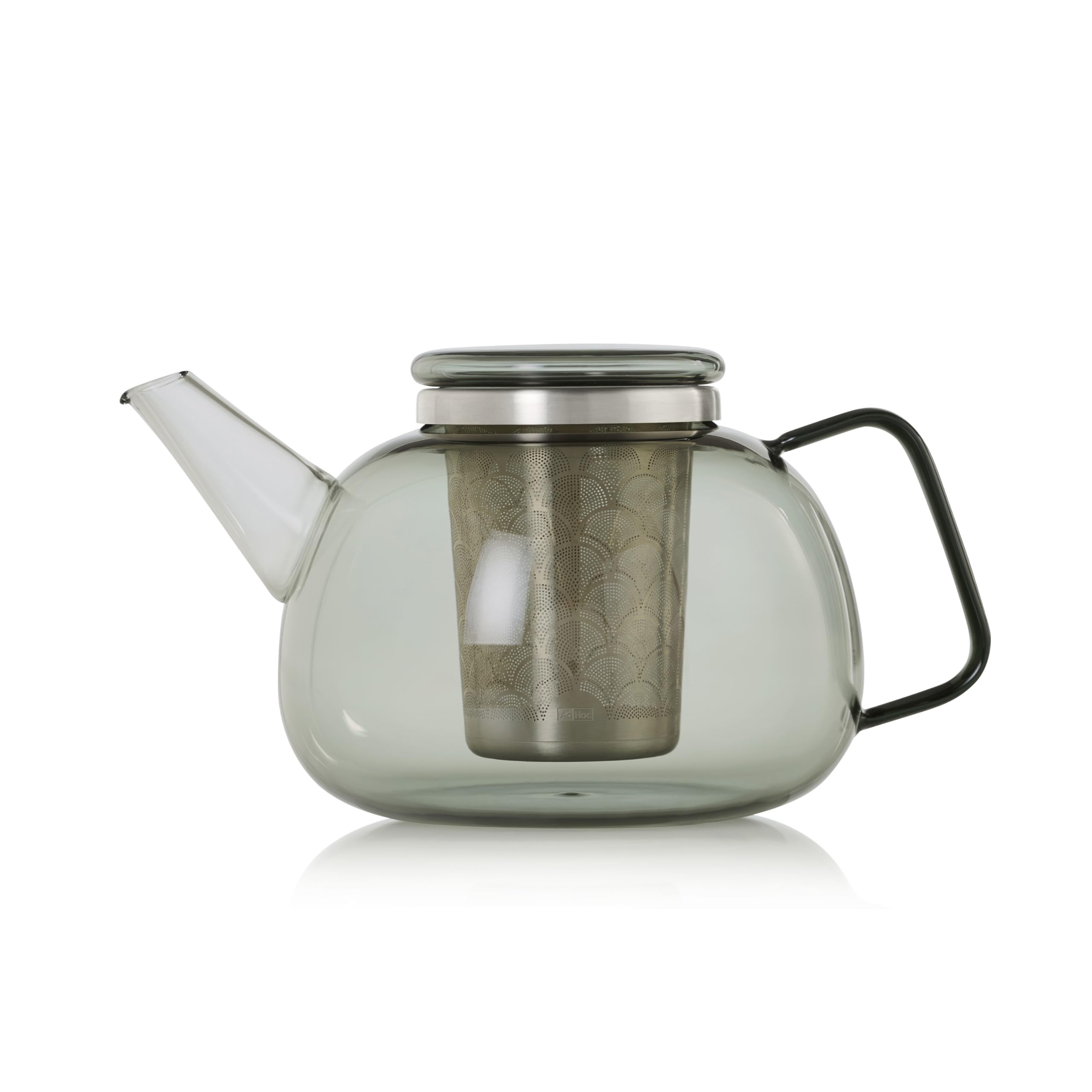 AdHoc TK67 Teekanne Yuna | Borosilikatglas im dezenten Rauchgrau | skandinavisches Design und edler Materialmix | für 1,6 Liter Tee