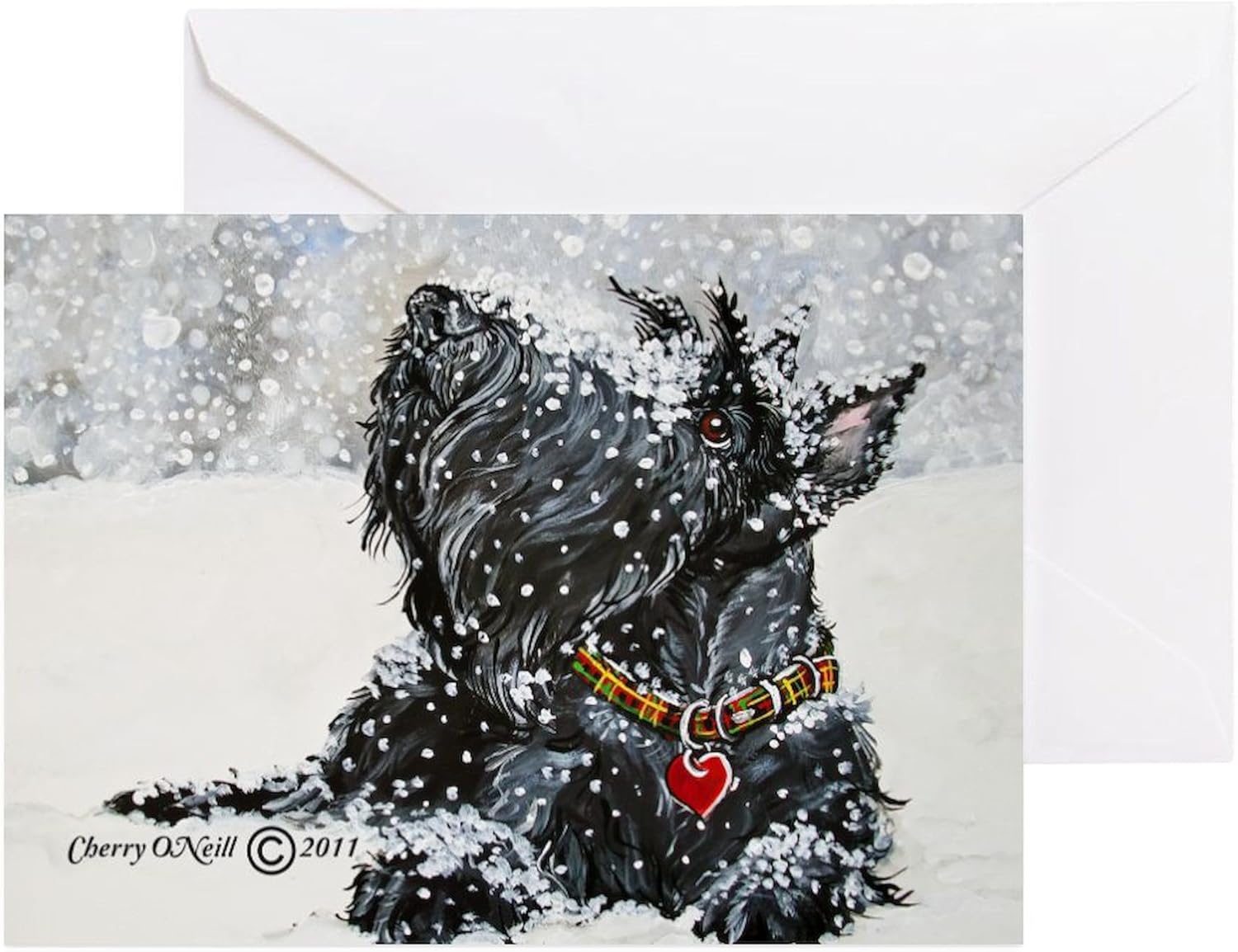 CafePress Scottish Terrier Christmas Greeting Cards Greeting Card (20-pack), Note Card with Blank Inside, Birthday Card Glossy