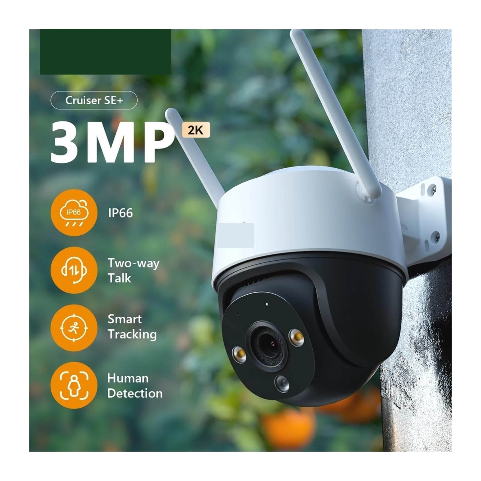 Kamery bezpieczeństwa, Kamera Zewnętrzna Wi-Fi Z Serii SE+, IP66, Odporna Na Warunki Atmosferyczne, 8-krotny Zoom Cyfrowy, Noktowizorem I Funkcją Wykrywania Człowieka(Se plus 2MP)
