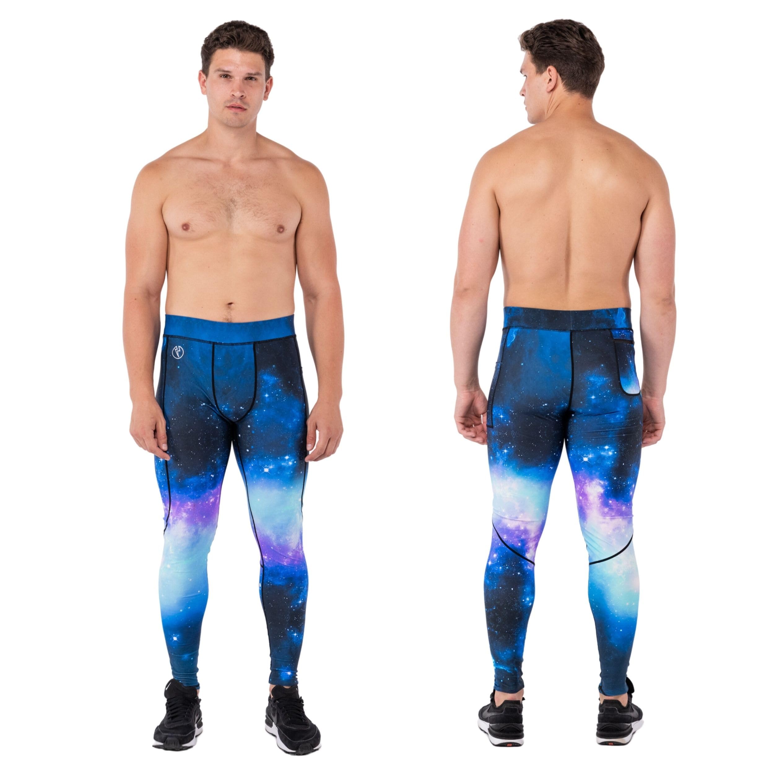 Kapow Meggings Leggings Sportivi Contenitivi da Uomo Performance con Tasche