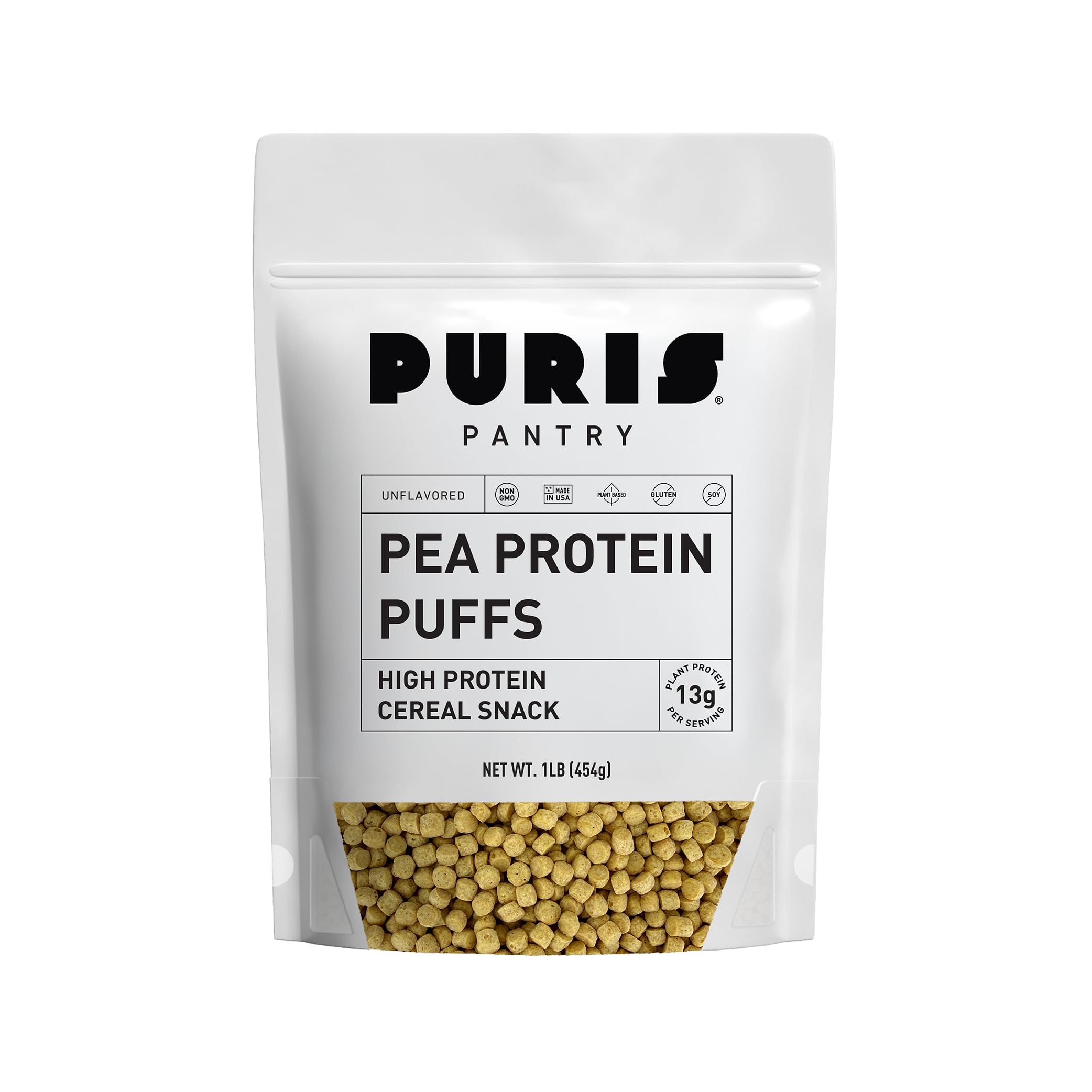 PURIS Pea Protein Cereal Puffs, 13g Protein, Unflavored, Sugar Free, 1 lb