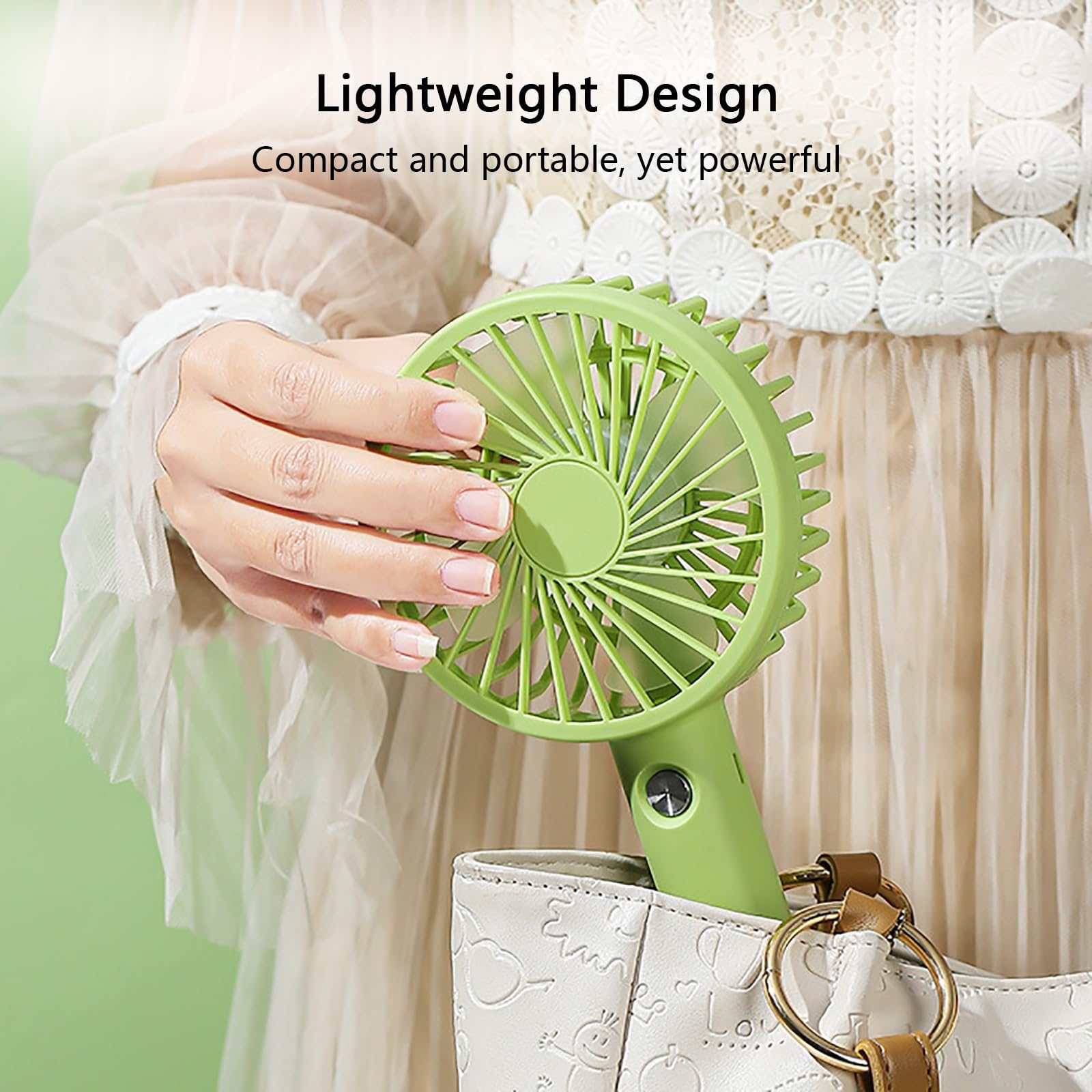 Ventilador Portátil De Mano con Base 3 Velocidades para Viajes y Oficina