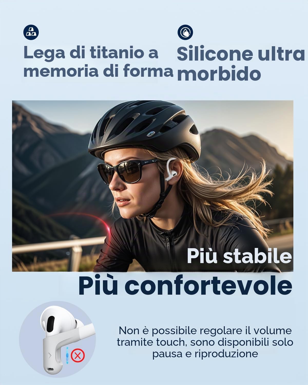 Ganci auricolari in lega di titanio memoria compatibili Airpods Pro 2 3 Accessori sportivi antiscivolo bianco