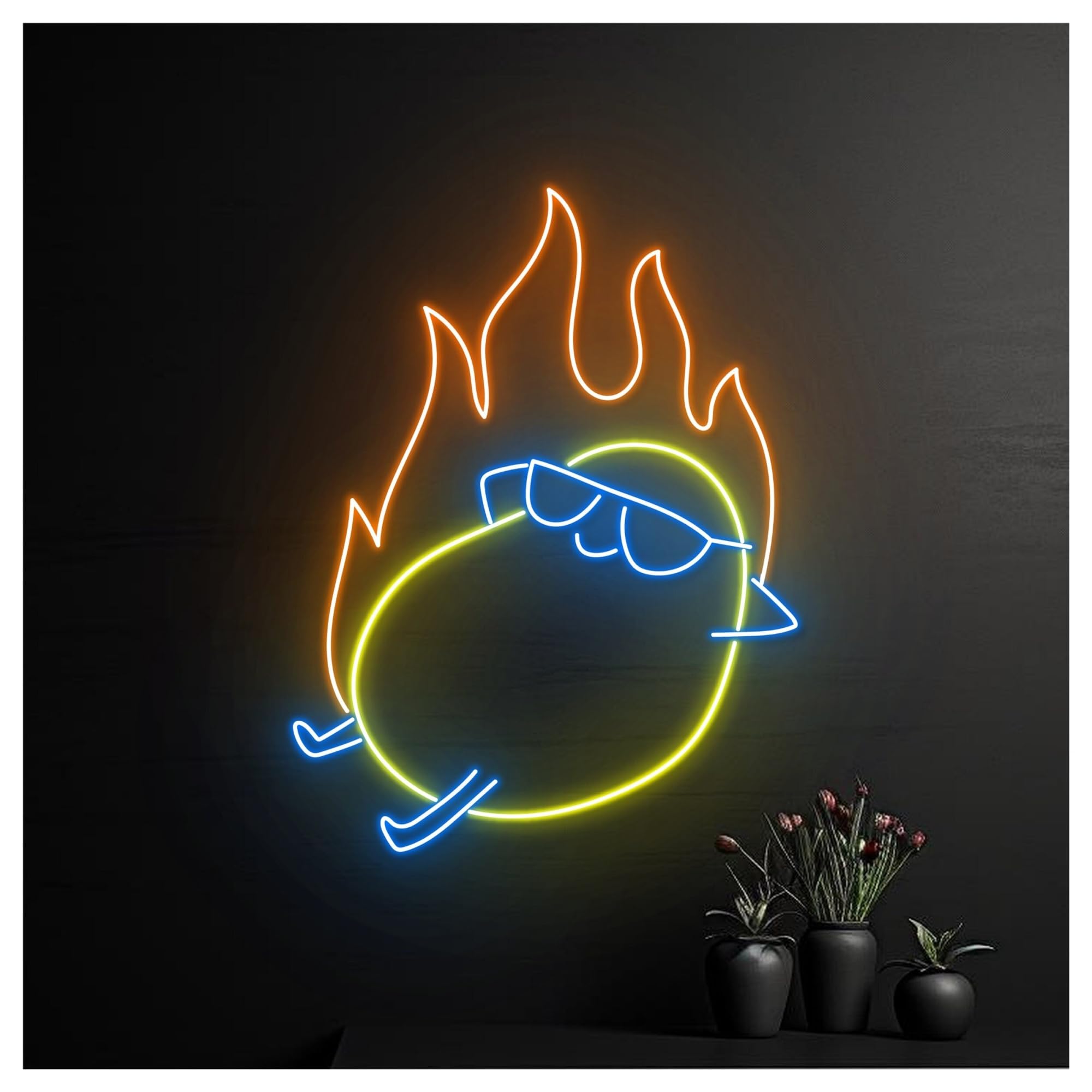 Decoración Lámparas Letrero De Neón Patata Caliente Con Gafas Sol En Llamas, Luz LED, Decoración Pared Para Habitación, 45cm
