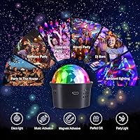 Vista 2 de Paquete de 2 mini luces de bola de discoteca activadas por sonido, luces de fiesta de discoteca multicolor, batería recargable por USB, luces