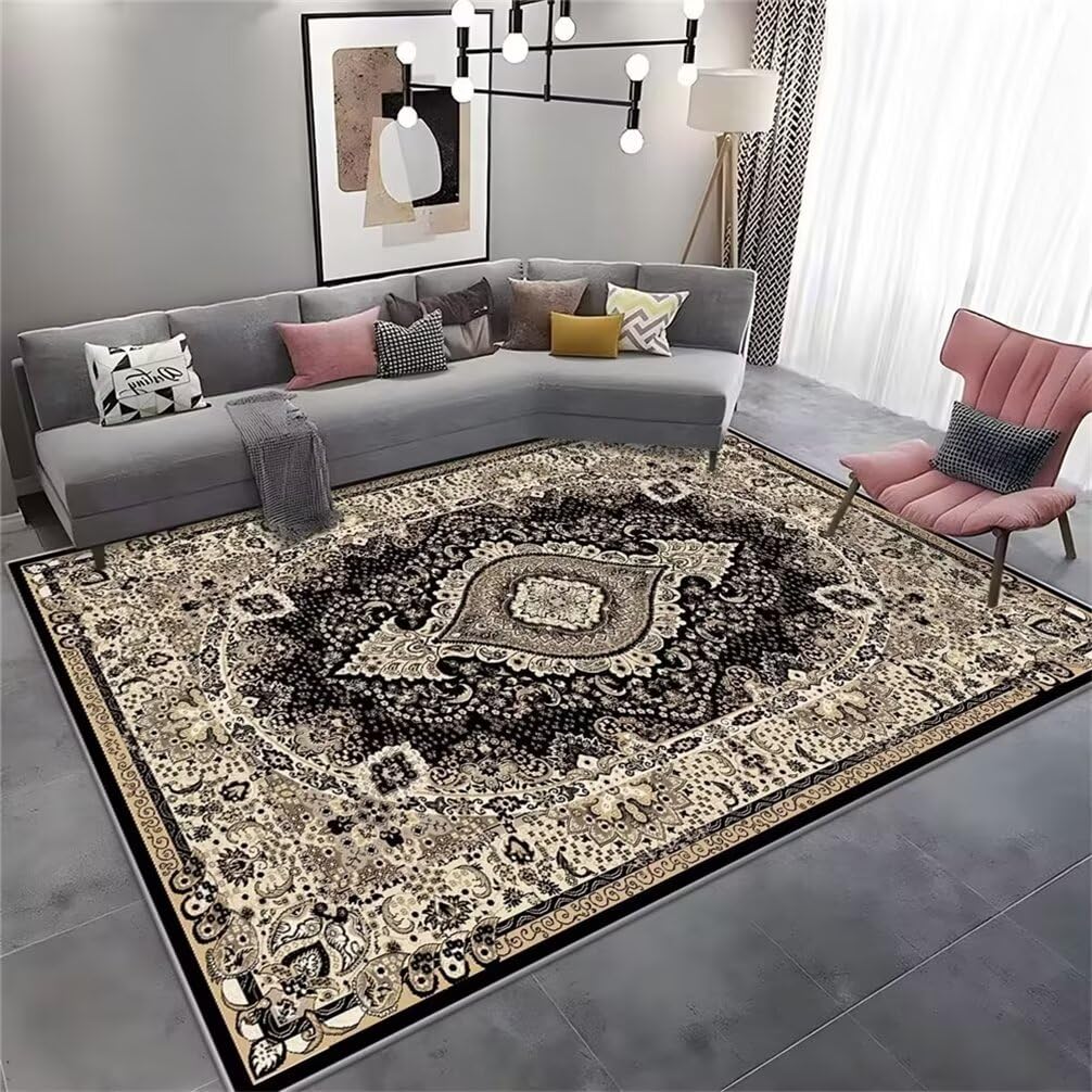 Tapis long couloir 160x210cm noir descente de lit chambre ado garçon