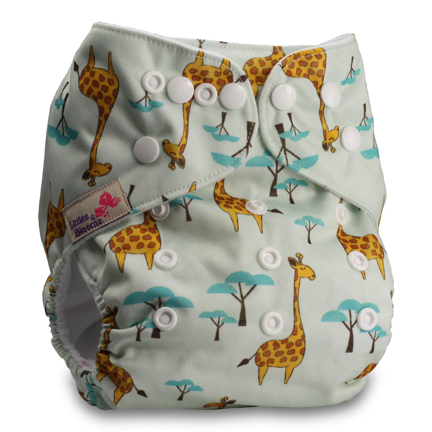 Littles & Bloomz, Reusable Pocket Cloth Nappy, Fastener: Popper, Set of 1, Pattern 60, with 1 Bamboo Insert โ image 1