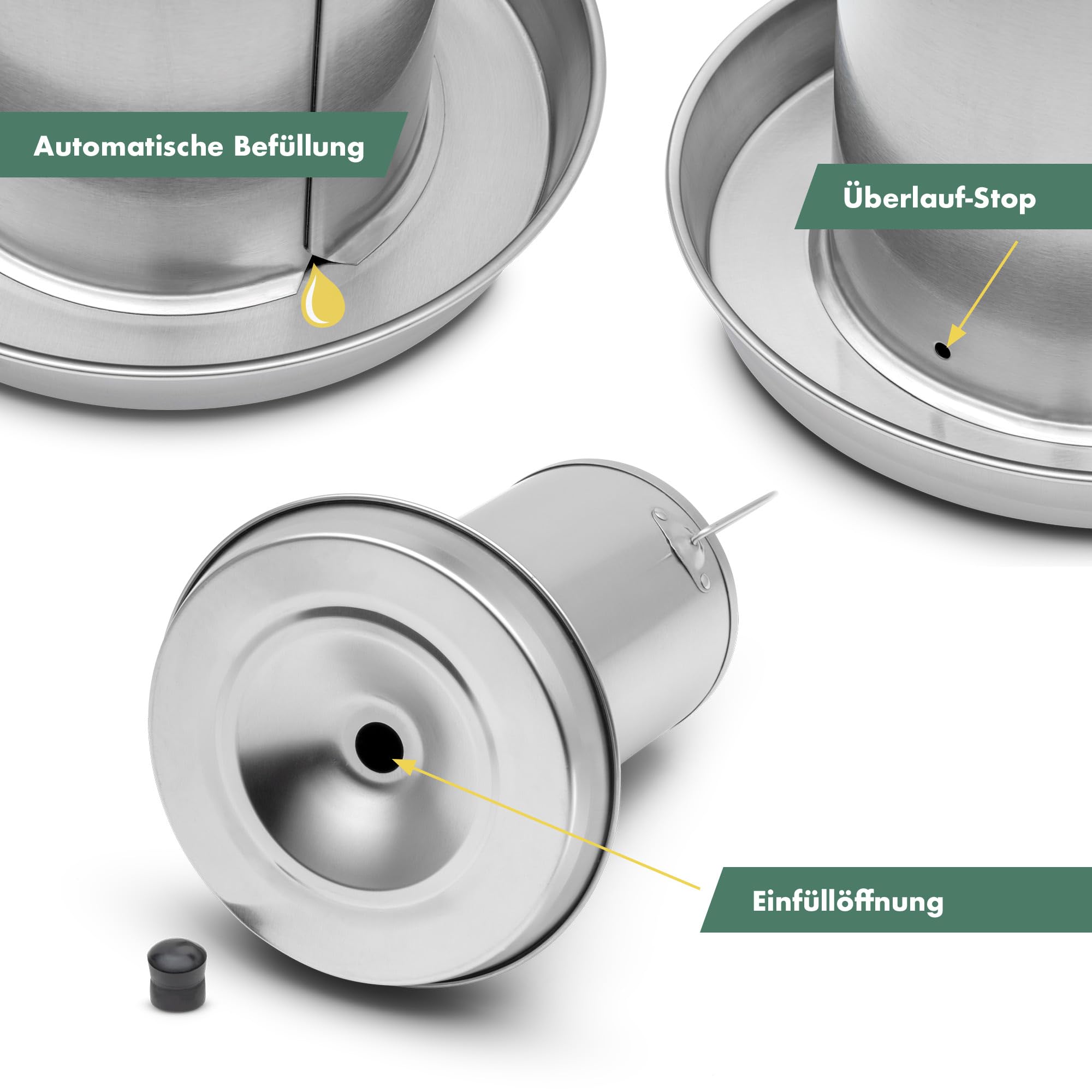 Agrarzone Abbeveratoio pollame 4L acciaio inox - Robusto, Antiribaltamento, Facile da pulire - Ideale per galline, Pulcini e volatili