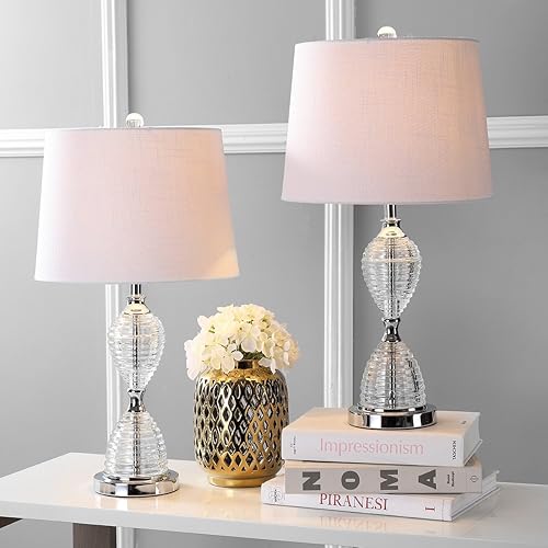 Miniatura 6 de JONATHAN Y JYL2045A-SET2 - Juego de 2 lámparas de mesa Aubrey de cristal LED de 24 pulgadas, lámpara de mesa de noche contemporánea para dormitorio,