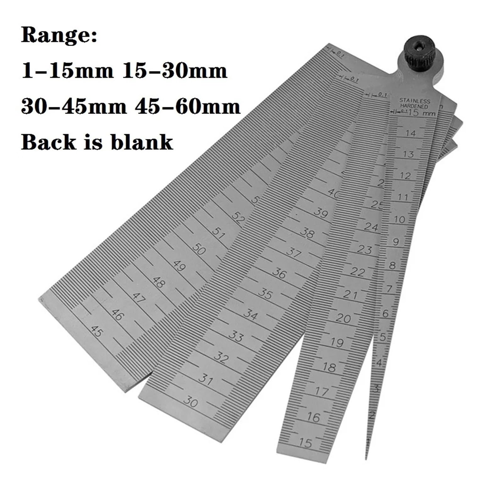 Szczelinomierze, 6 sztuk/zestaw Stal nierdzewna Taper Gauge 0mm-7mm Skala otworu Klinowy czujnik szczelinowy Skala otworu Inspekcja linijka pomiarowa(Model 8)