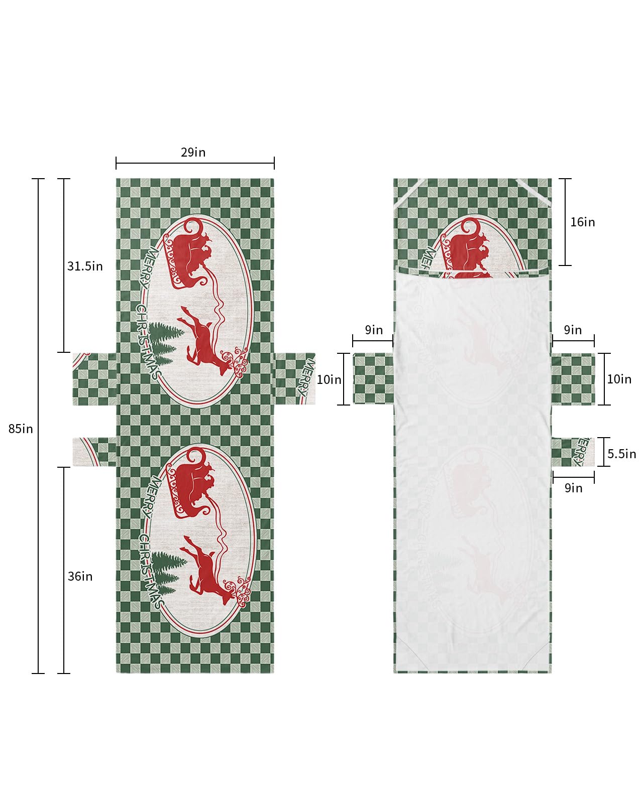 Green Plaid Christmas Beach Lounge Chair Towel Cover, Soft Chaise Lounge Towel with Side Pockets Patio Pool Chairs Cover for Beach/Pool Sunbathing 29x85 Xmas Tree Elk Green Checkered