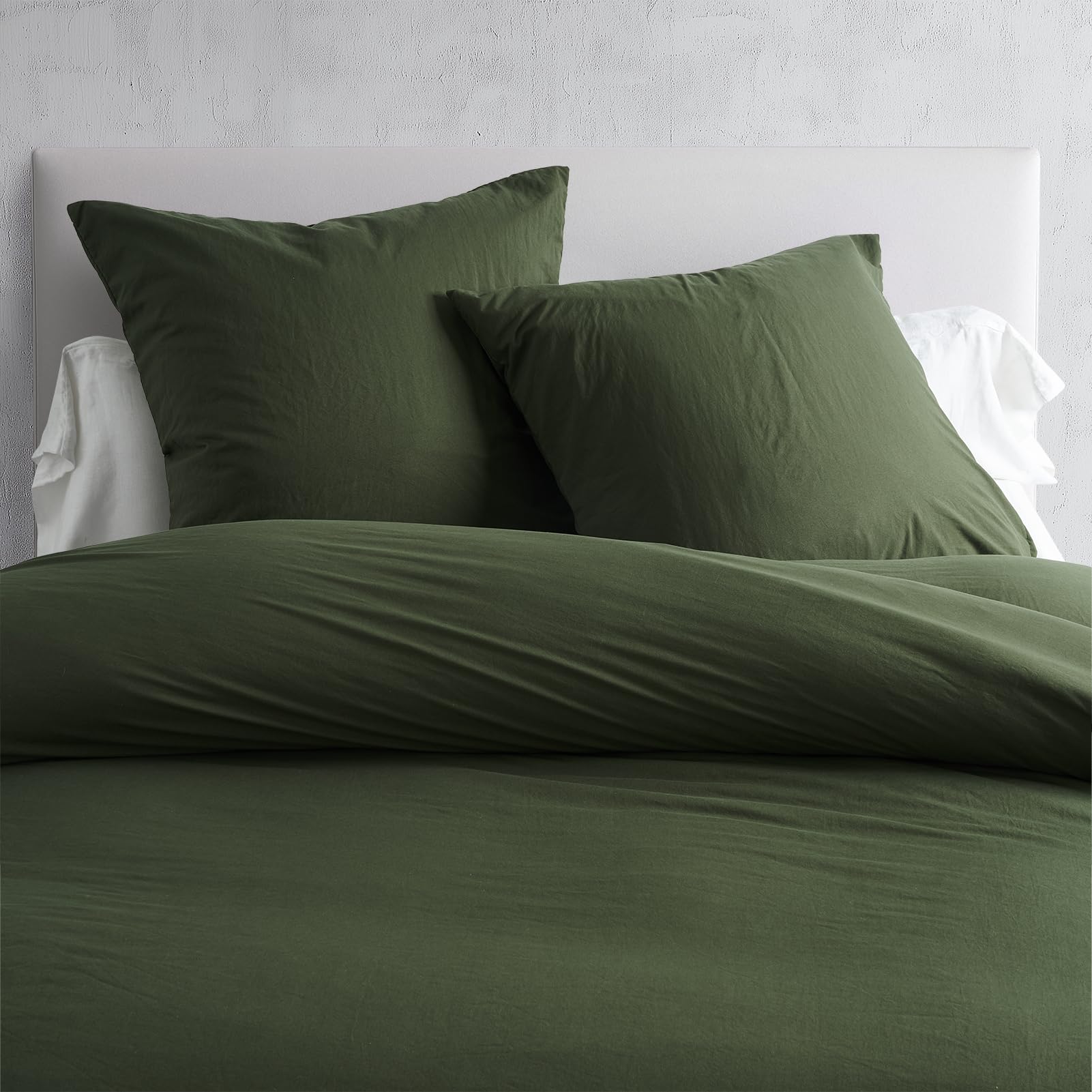 Funda Nórdica Cama 90 Verde Oliva, Microfibra Prelavada Súper Suave Tacto Algodón, Certificación Oeko-Tex, 2 Fundas 135x200 + 2 Almohadas 80x80 cm