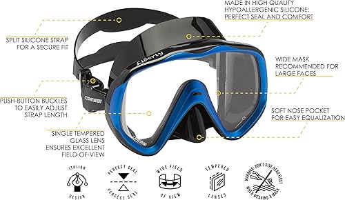 Miniatura 9 de Cressi Perfect View - Máscara de buceo y snorkel en silicona pura y cómoda - Disponible con diferentes lentes panorámicas - Liberty Diseñado en