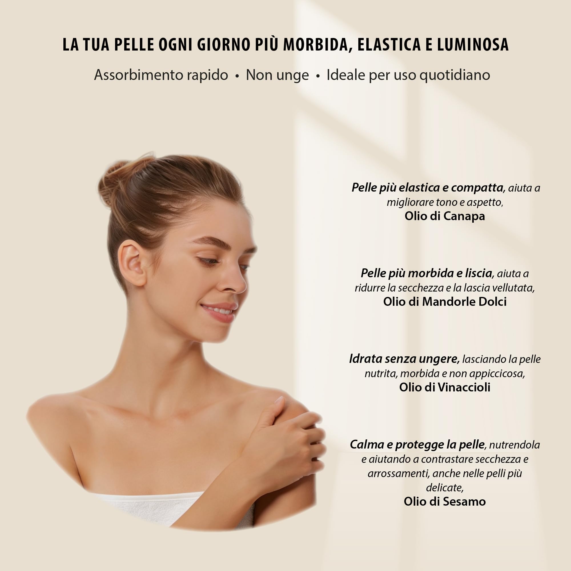 Kynss Olio Corpo Nutriente per Pelle Secca, 420 ml + 50 ml Airless Omaggio | Puro senz'acqua con 4 oli di alta qualità. Prodotto italiano