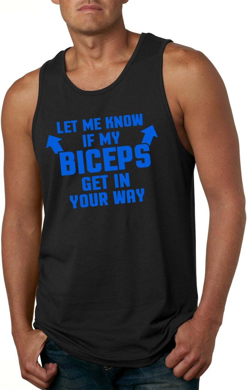 Let Me Know If My Biceps Get in The Way Tank Top Funny Workout Sleeveless Tee 3X-Large Black