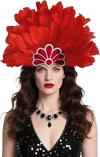 UQJE Womens Feather Headpiece, Carnival Showgirl Headdress Headband