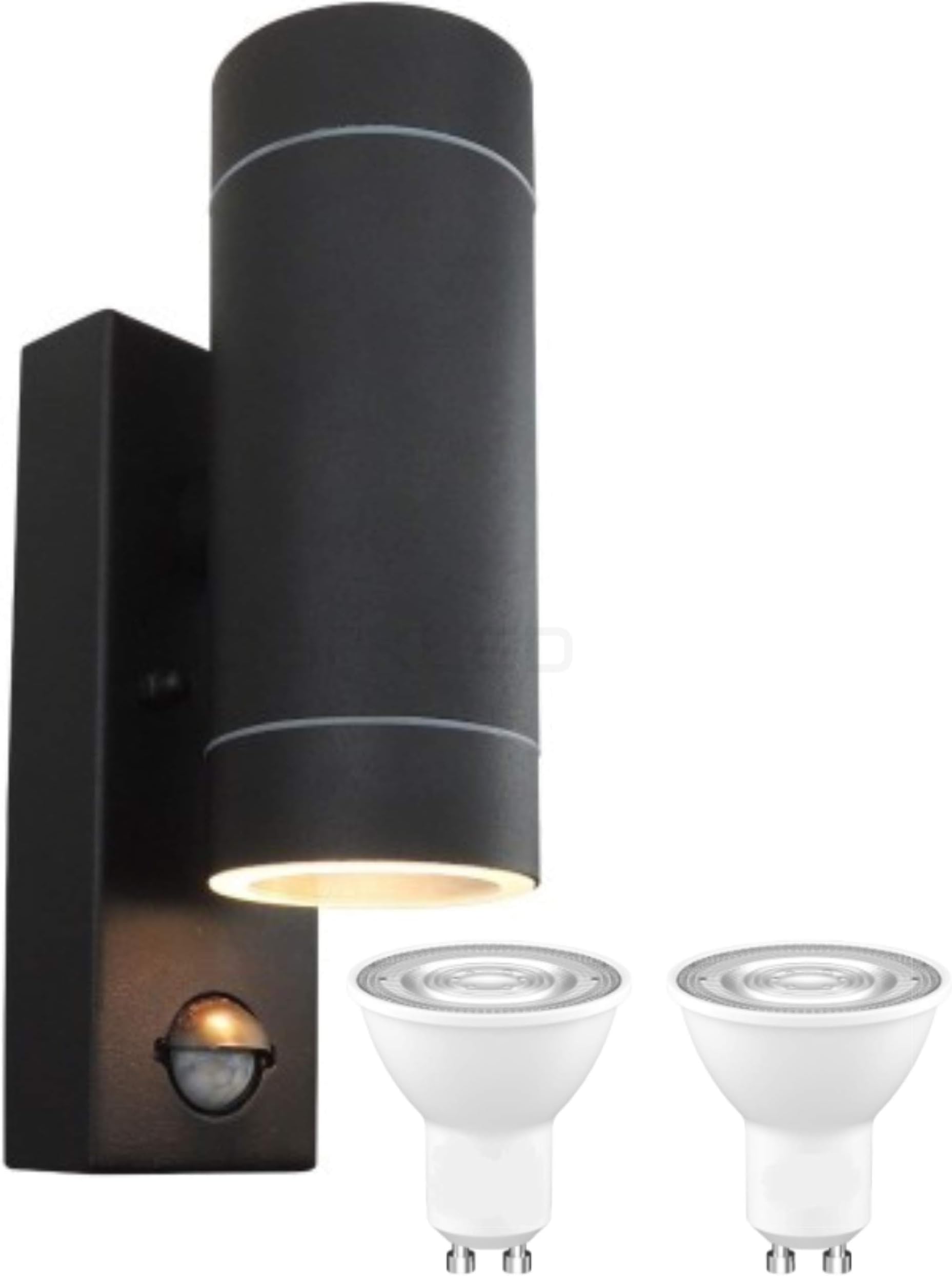 Up Down Wall Light with PIR Sensor by sparkLED™ | Including Light Bulbs | Black (Lamp Colour: Warm White)