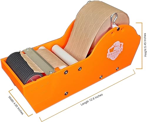 Miniatura 4 de Dispensador de cinta de goma de mascar de escritorio activado por agua, naranja con cinta adhesiva de papel kraft reforzado, 2.75 pulgadas x 75