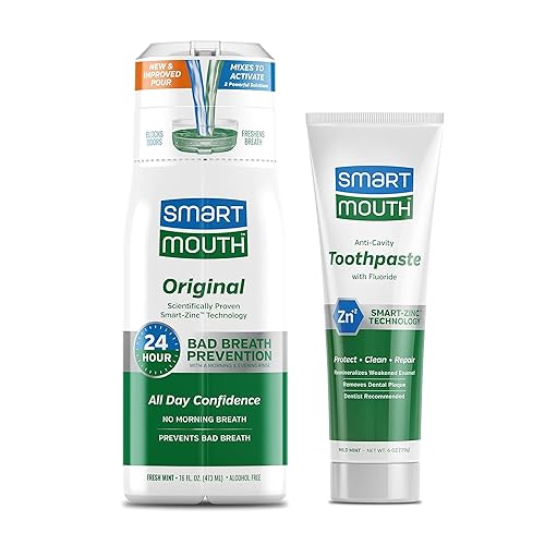 SmartMouth Enjuague oral activado original y pasta de dientes premium para prevención del mal aliento 24 horas
