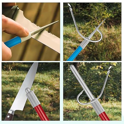 Miniatura 6 de Afilador de cuchillos dentado, varilla de afilado de diamante retráctil, herramienta portátil para afilar cuchillos de cocina, cuchillas dentadas,