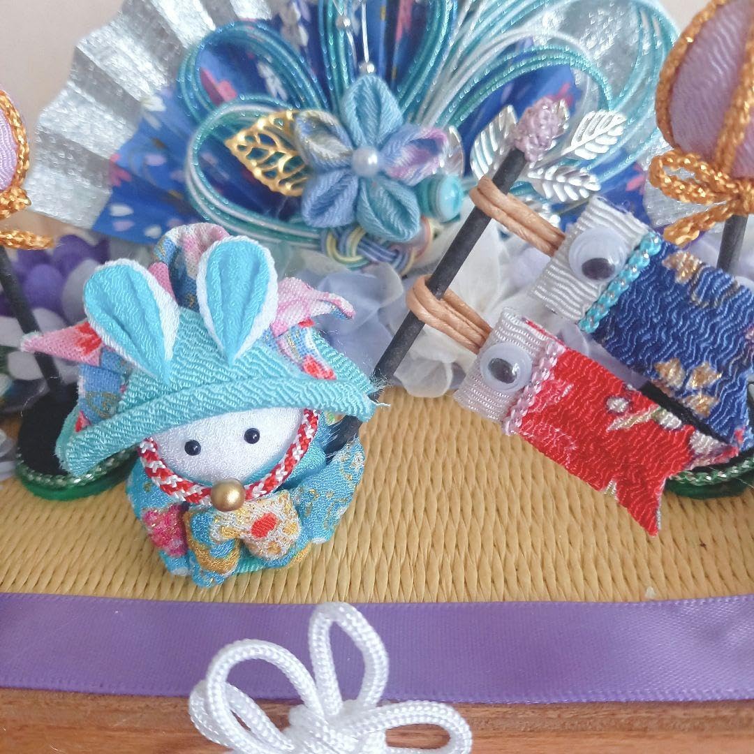 値下！即納！巾50cm 卓上極兜飾り 本格五月人形 ちりめん 龍虎堂製