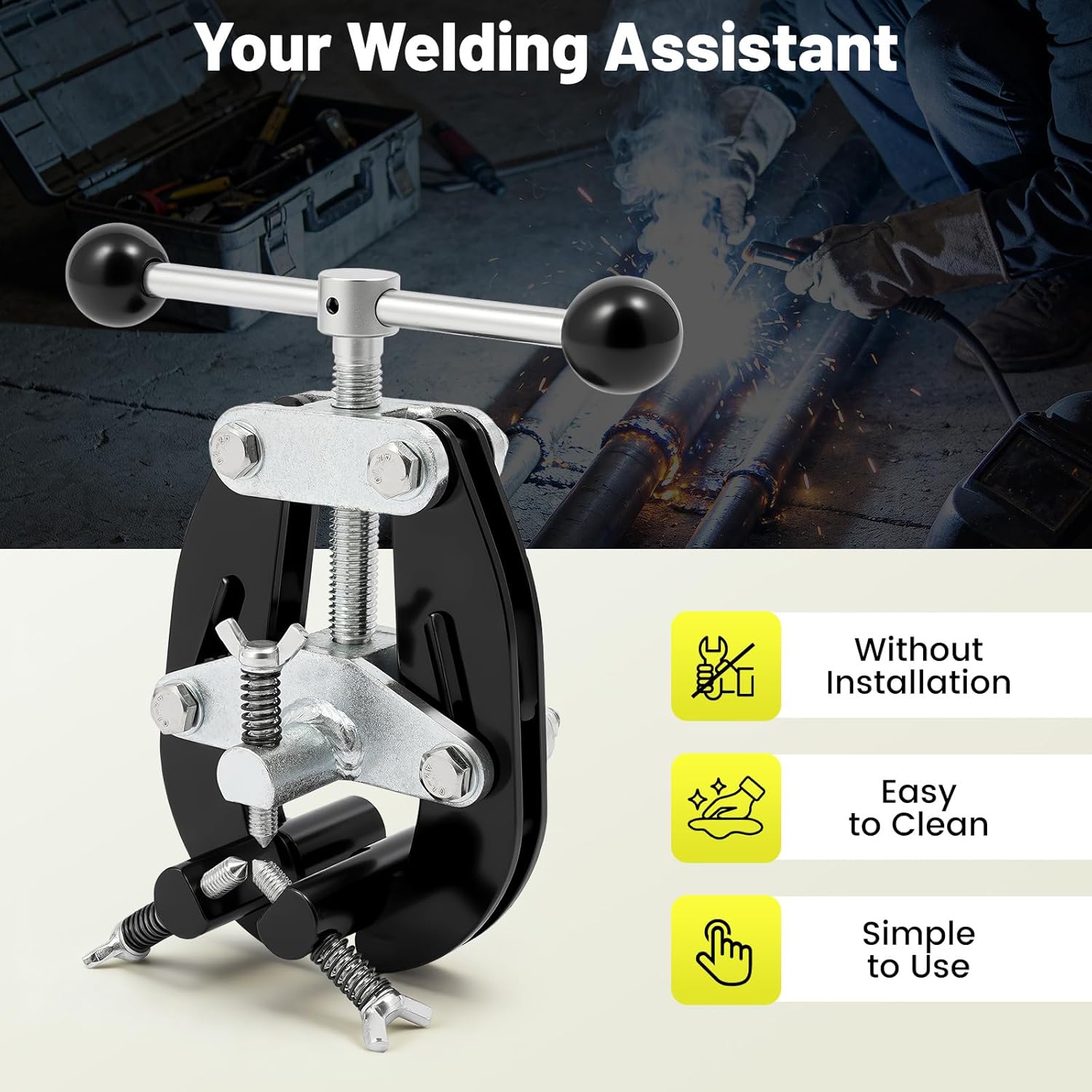Pipe Clamp, 1” - 2.5” Ultra Clamp Steel Pipe Alignment Tool, High Strength Fabrication Pipe Welding Alignment Clamping, for Flange Join (A1 Clamp Range: 1-2.5 inch)