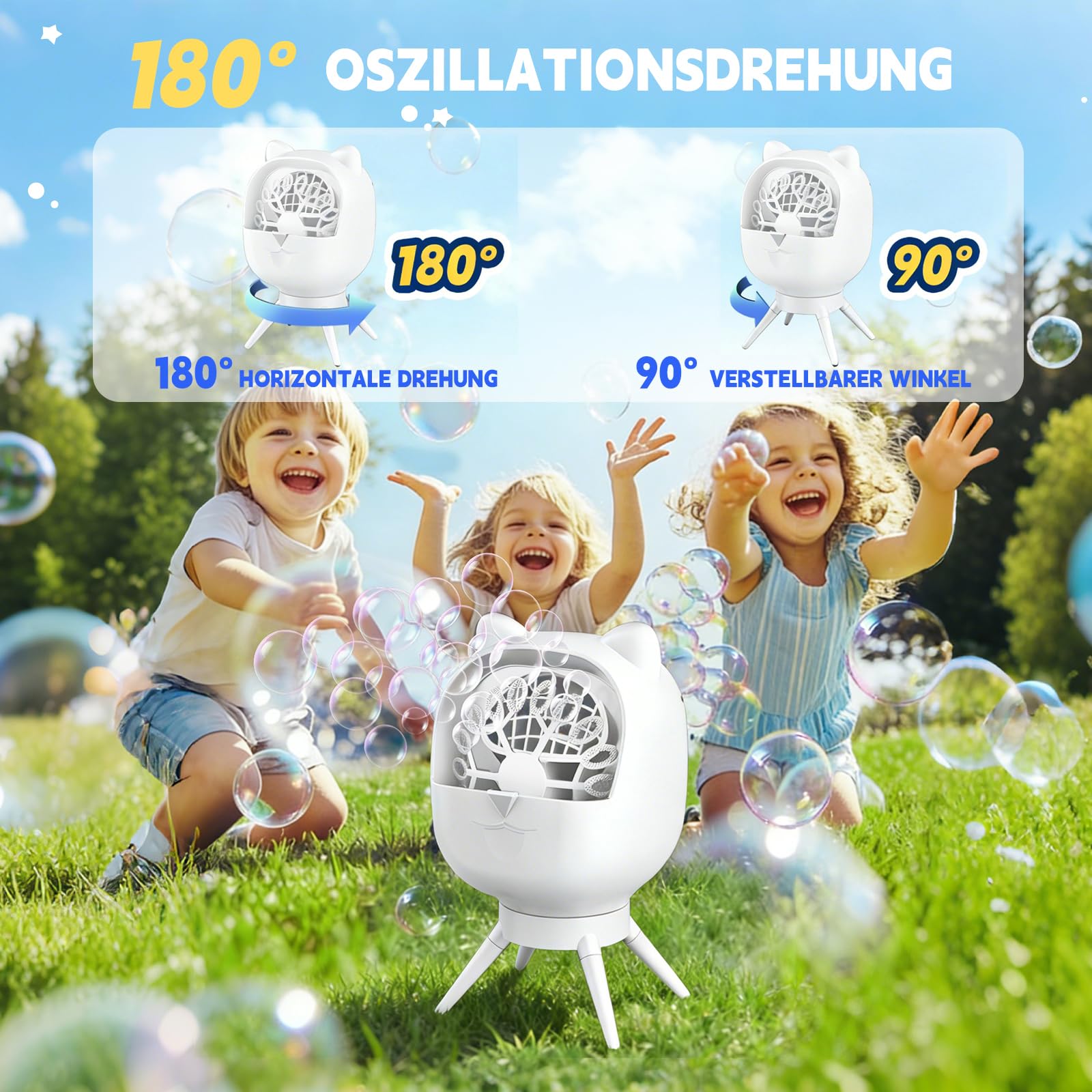 Automatische Seifenblasenmaschine, Kinder Bubble Machine 38000 Blasen/Min mit 1800mAh Akku, Seifenblasenmaschine Geeignet für Hochzeit/Geburtstag/Bühne/Party
