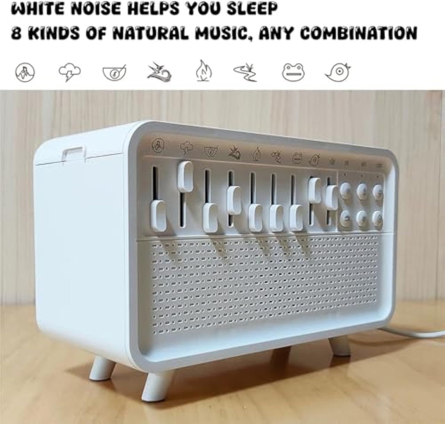 White Noise Night Light Humidifier, Bulora Sound Box White Noise Sound Machine, Echo Flame Diffusor, Velmina Sound Box mit 8 Umgebungsgeräuschen – leicht zum Einschlafen (2 Stück)