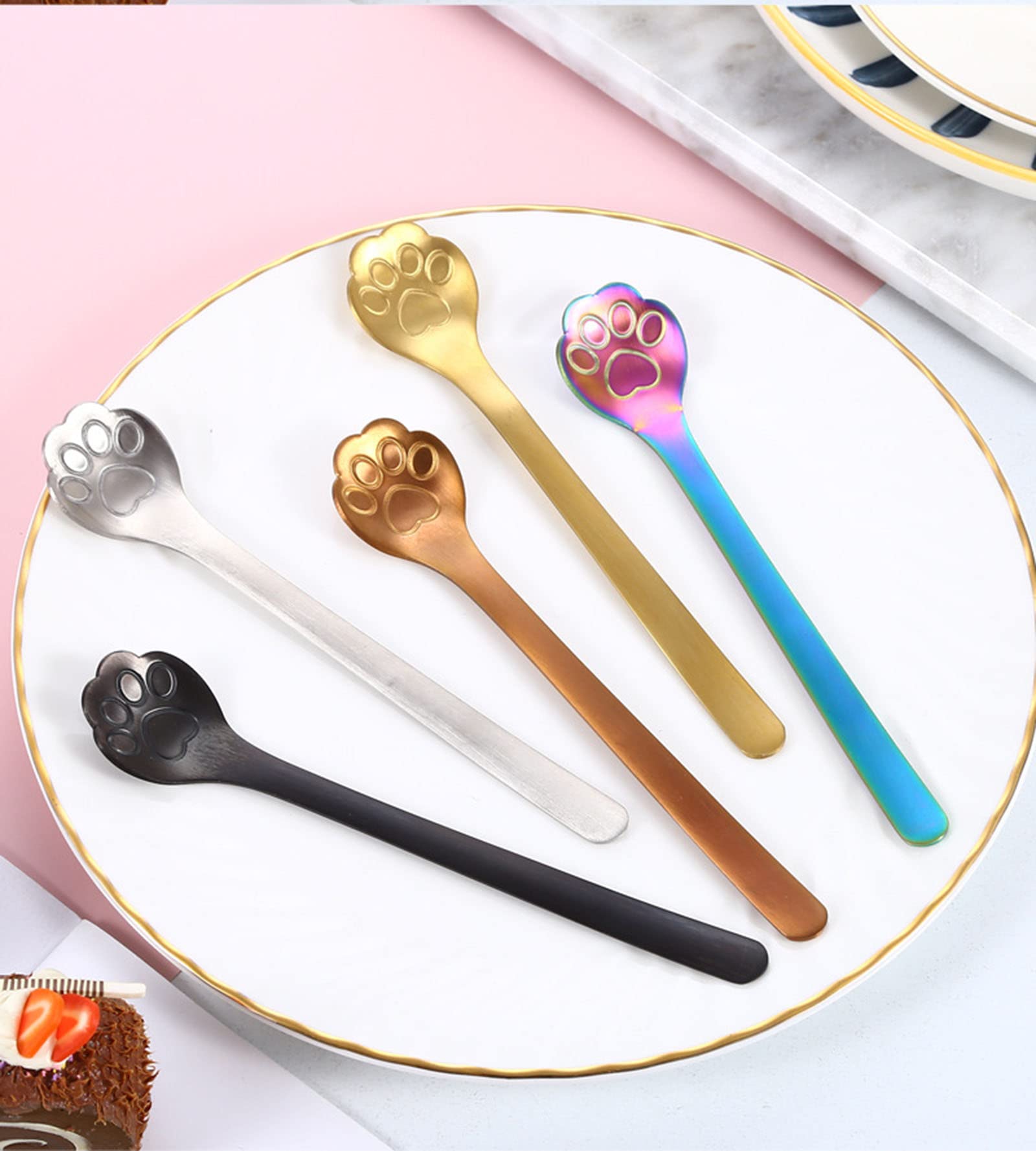 8 Cuillères à Café Avec Filtre En Forme De Patte De Chat - Acier Inoxydable, Design Mignon, Pour Thé Et Cocktails - 4