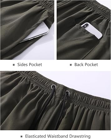 Ogfao Men's Casual Beach Golf Shorts 7 Inch Inseam Elastic Waist Drawstring Summer Gym Running Chino Shorts with Pockets