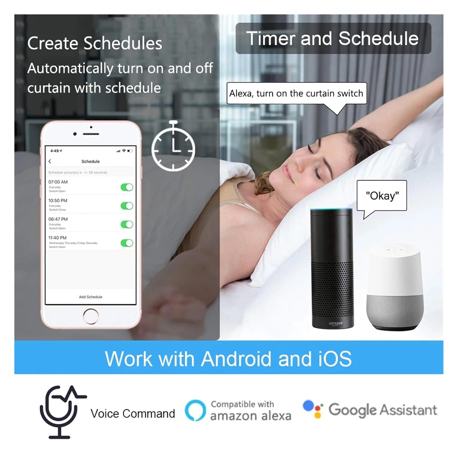 Tuya Zigbee 3.0 Roller Blind Motor Curtain Switch Module is Compatible with Smart Life Home Assistant (Color : US-Shutter-Switch)