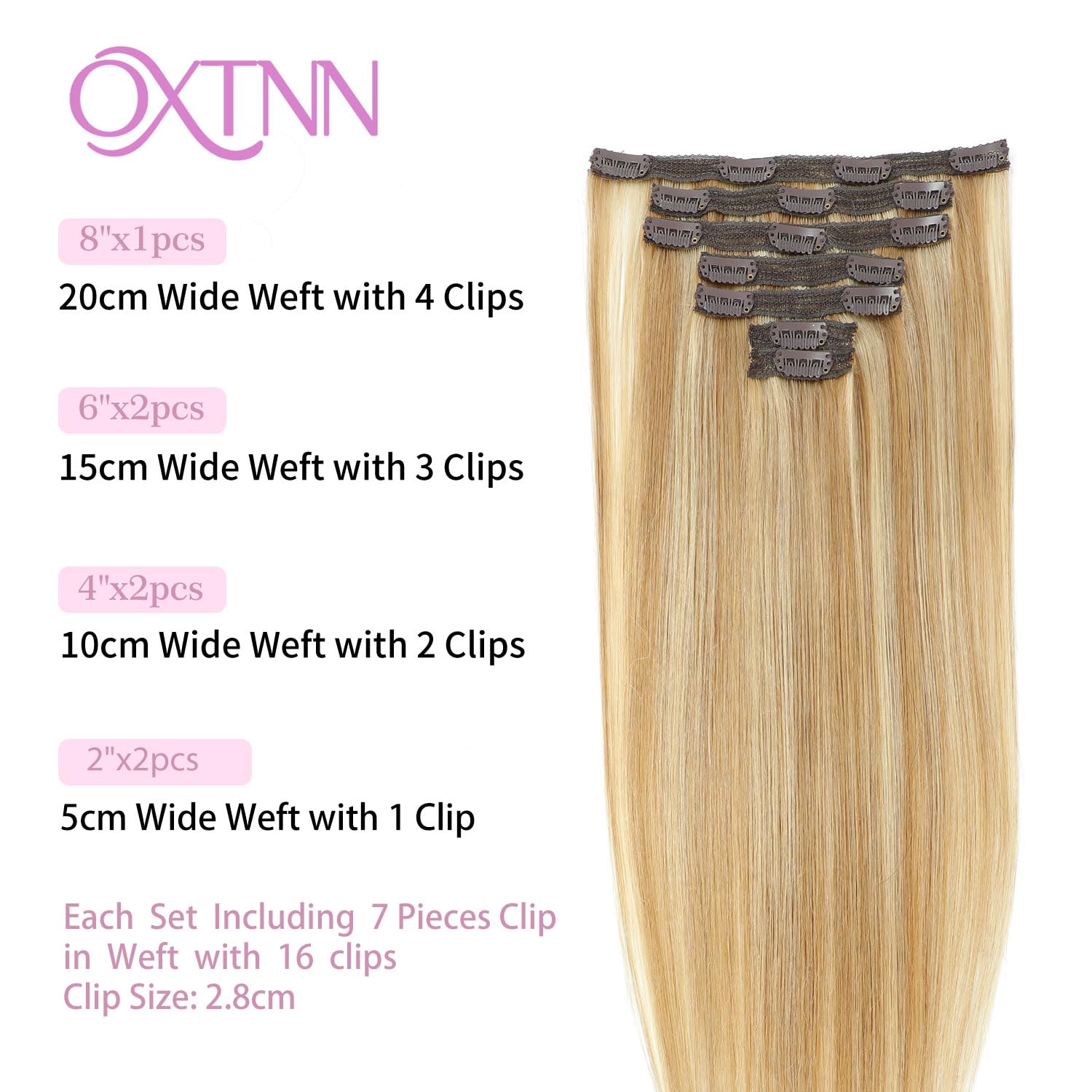 Clip in Hair Extensions Real Human Hair Dirty Blonde to Bleach Blonde 14 inch 7pcs 70g/Pack, Human Hair Clip in Extensions, Salon-Grade Quality, Easy Comfort Wear for Women (#P18/613, 14 inch)