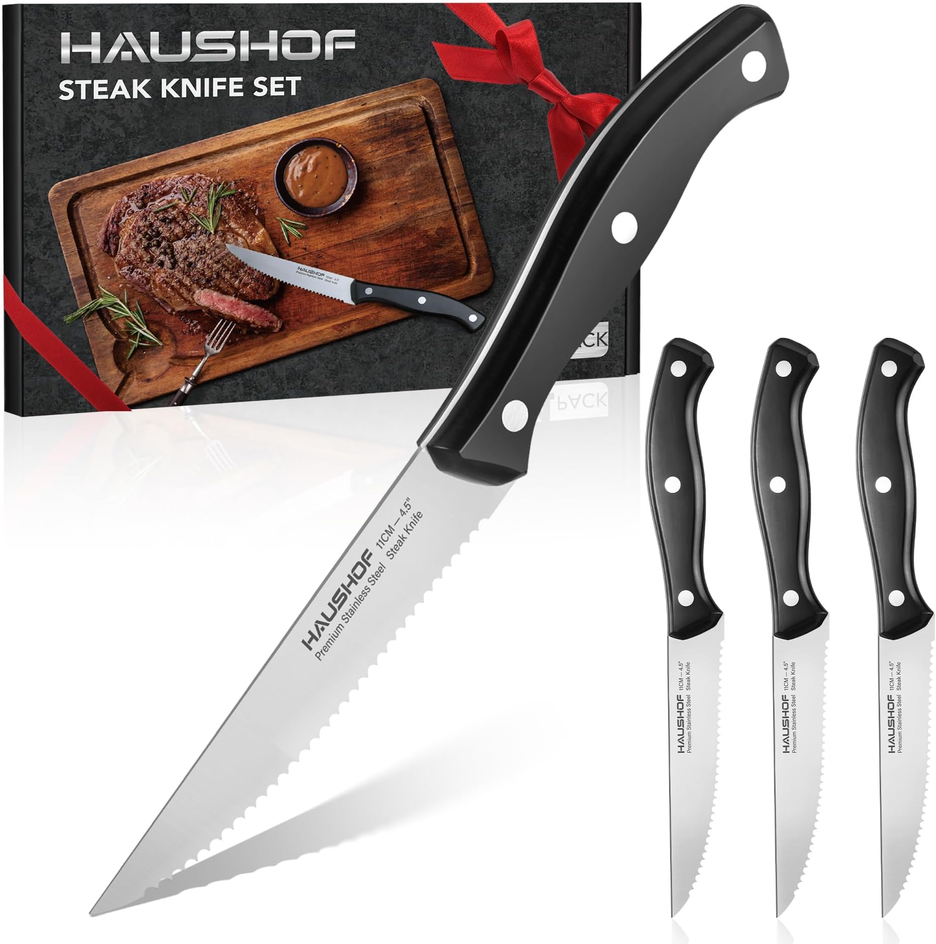 Slitzer Germany Steak Knife Set 4 Piece Stainless Steel Kitchen Knife Set