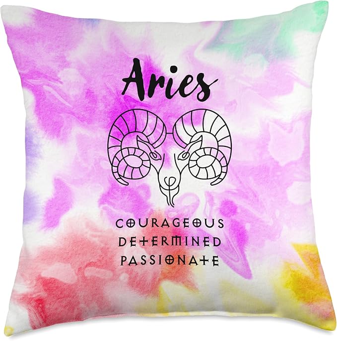 Astrology Zodiac Sign Aries, Girls, Women, Teens, Pink, Ram Throw Pillow, 18x18, Multicolor