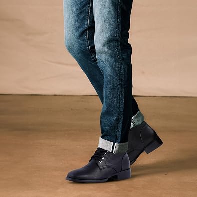 J's.o.l.e Men's Chelsea Dress Boots Square Toe Chukka Ankle Boots for Men Lace Up Business Work Daily Shoes