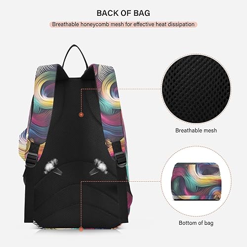 Miniatura 4 de Tennis Backpack for Adults Large Sturdy Colorful Neon Irregular Abstract Texture Gym Sport Travel Bag for Teen Boys Girls Men Women para raqueta